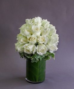 white roses arrangement