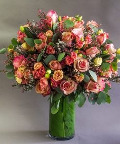 rustic roses table flower arrangement